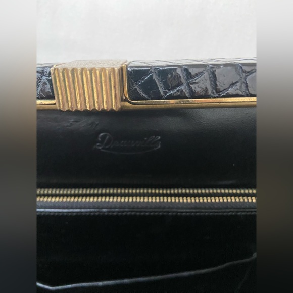 Vintage Deauville Black Crocodile Skin Leather Handbag With Two Handles - Picture 5 of 16